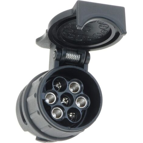Adaptador de remolque de 13 pines a 7 pines (negro) para coches, remolques, camiones y caravanas