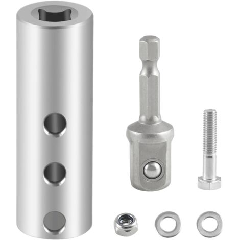 Adaptador de taladro eléctrico de acero inoxidable mejorado con adaptador de vaso de 1/2 pulgada, compatible con un eje de transmisión de gato de 1 pulgada.
