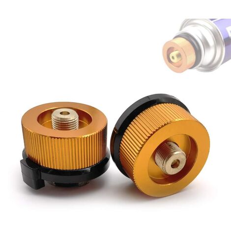 Adaptador de tanque de gas para camping con apagado automático (2 unidades) para estufa de gas de exterior (naranja)