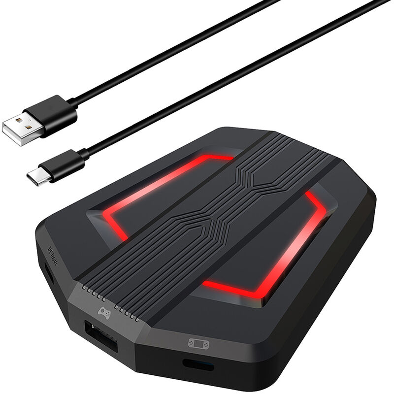 

Adaptador de teclado y mouse P6 Reemplazo del convertidor de mouse portatil para N-Switch PS4 PS3 XBox One 360 con luz de respiracion de cuatro