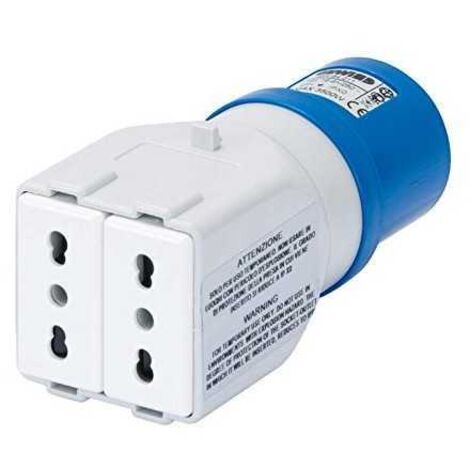 Adaptador de toma de corriente industrial a doméstica 2P+E 16A de dos vías GW64211