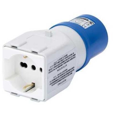 Adaptador de toma de corriente industrial a doméstica 2P+E 16A schuko de Gewiss GW64212
