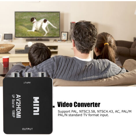 Adaptador de vídeo AV a HDMI (1080p, 60 Hz) con fuente de alimentación USB.