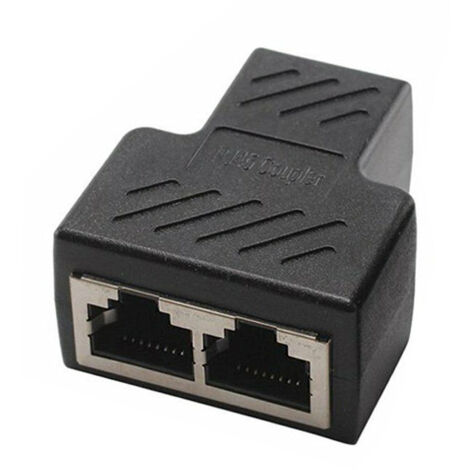 Adaptador divisor de red 1 RJ45 a 2RJ45 Negro