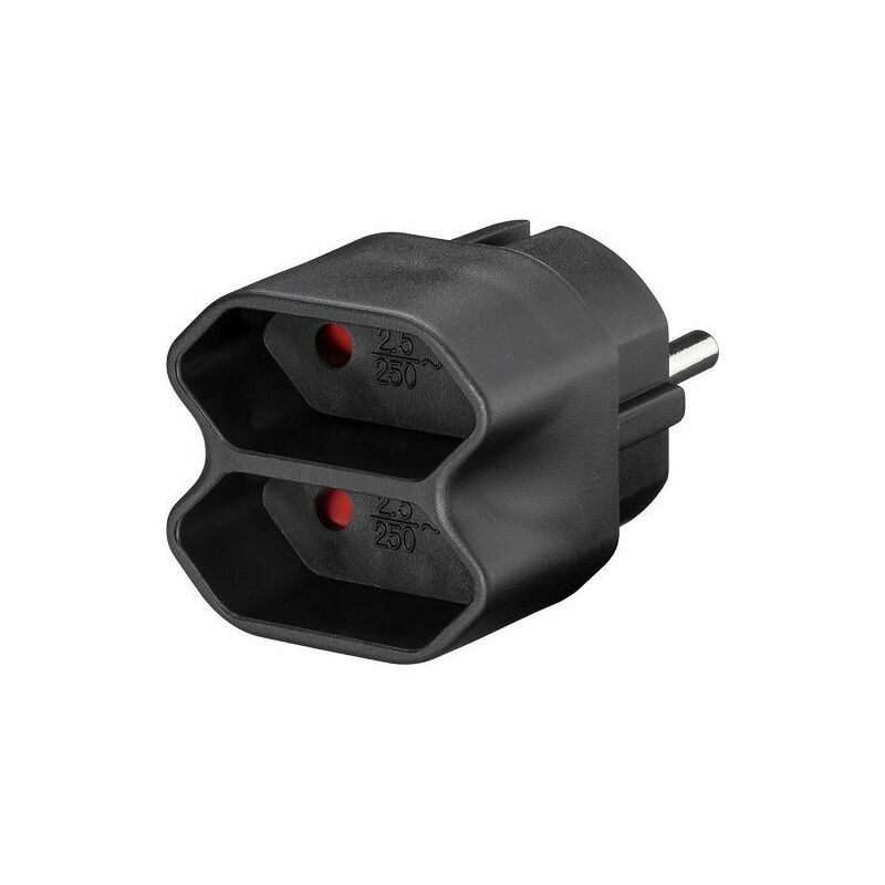 

Adaptador doble de Enchufes Europeo Negro