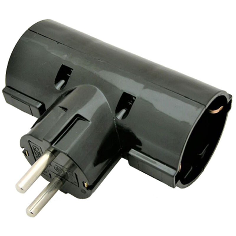 Eurobric - Adaptador doble lateral 16A negro