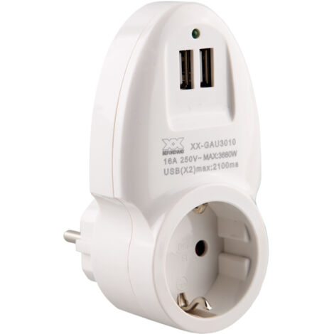 ADAPTADOR DOBLE USB ONLEX 16A BLANCO