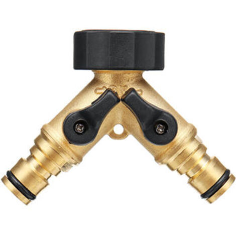 Adaptador en Y de 2 vías, conector rápido de latón para manguera de jardín, grifo, distribución de agua a prueba de fugas, presión máxima