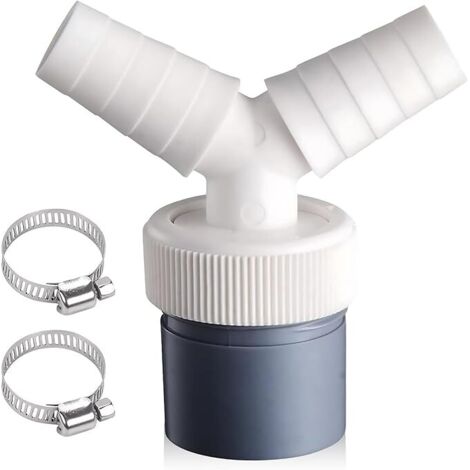 Adaptador en Y para desagüe y manguera de lavadora doble, embudo de desagüe para lavavajillas con salida de manguera de Ø40 mm y entrada de Ø18-24 mm - 2 abrazaderas para manguera
