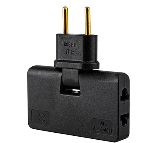 Adaptador enchufe Plano de Toma de Pared  Negro 10 A