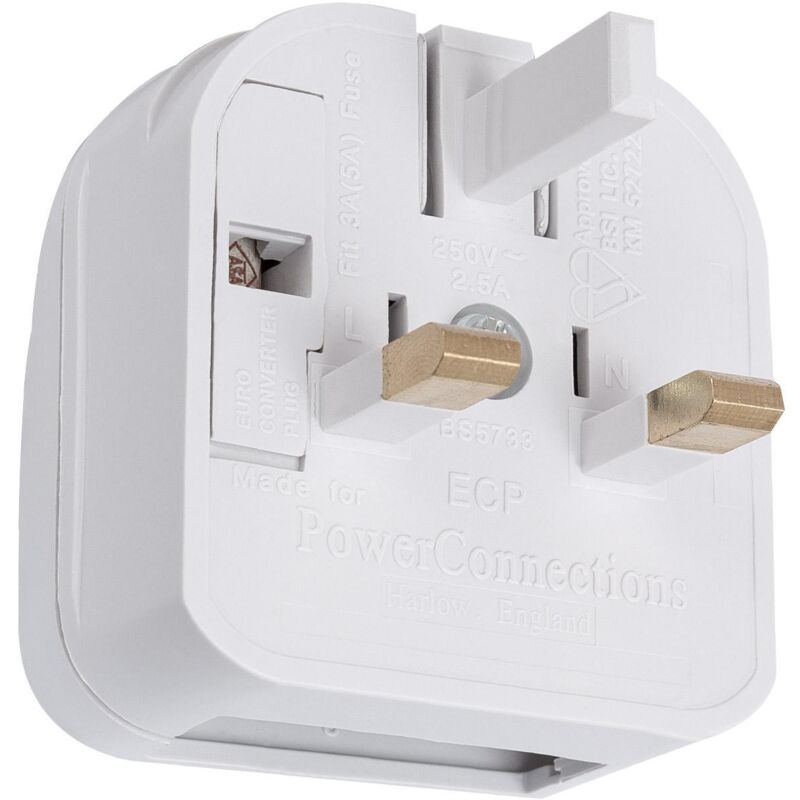 

Adaptador Enchufe Plano Tipo C a Enchufe Tipo G (UK) Blanco. - Blanco