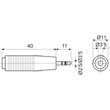 Adaptador estéreo 3.5 mm a hembra estéreo 2.5 mm Electro Dh 13.121 8430552095209