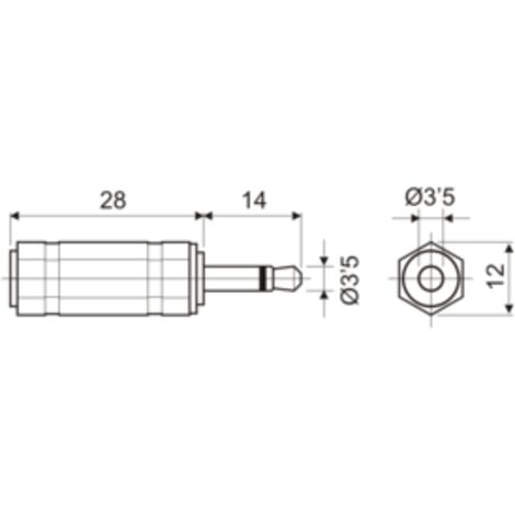 Adaptador estéreo 3.5 mm a hembra mono 3.5 mm Electro Dh 13.190 8430552022328