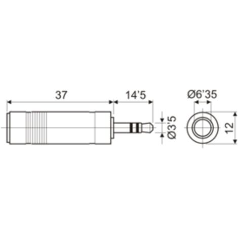 Adaptador estéreo 3.5 mm a hembra mono 6.35 mm Electro Dh 13.220 8430552044917