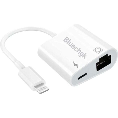 Adaptador Ethernet Lightning a RJ45 con carga para iPhone/iPad, adaptador de teléfono Ethernet, compatible con alta velocidad de 10/100 Mbps, sistema requerido iOS 10.3.3 o superior.