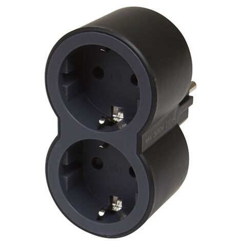 Adaptador frontal doble 10/16a entrada horizontal negro