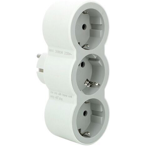 Adaptador frontal triple 10/16a entrada vertical blanco/gris