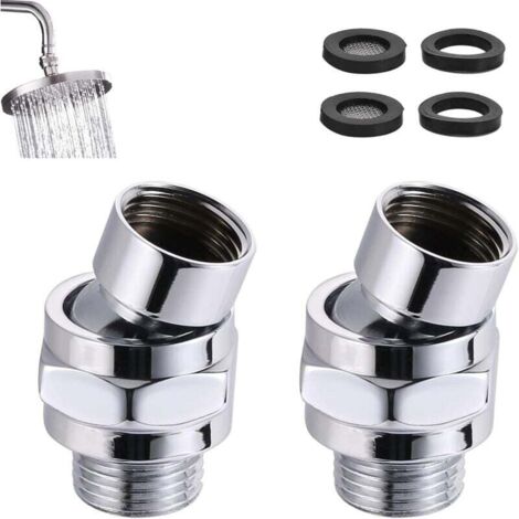 Adaptador giratorio ajustable para ducha (2 piezas), rótula de latón ajustable, universal G1/2 cromado, para conectar cabezales de ducha y tuberías de agua.