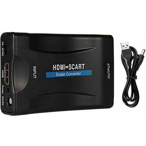 Adaptador HDMI a Scart, convertidor HDMI de audio y video estéreo 1080P compatible con NTSC PAL HDMI1.3 para Sky HD Blu Ray PS3 TV VCR VHS