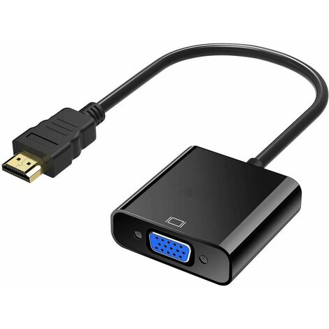 Adaptador HDMI a VGA con audio de 3,5 mm y puerto micro USB Convertidor HDTV 1080P activo chapado en oro, cable de audio y cable micro USB incluidos