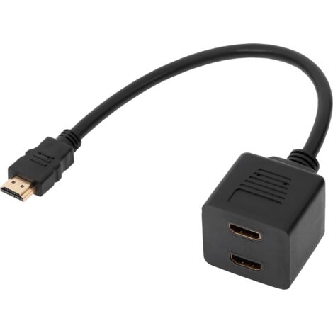 Adaptador HDMI con enchufe de 2 tomas en un cable de 30 cm.