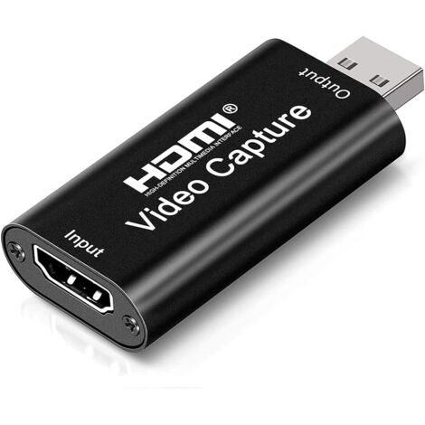 Adaptador HDMI, tarjeta de captura de audio y vídeo, adaptador USB HDMI 1080p, tarjeta de captura portátil Plug & Play, para transmisión de vídeo en directo, grabación de vídeo o retransmisión en dire