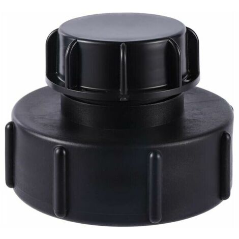 Adaptador IBC S100x8 a S60x6 (rosca gruesa) con tapón, para tanques IBC, recolección de agua, riego