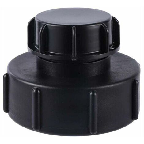 Adaptador IBC S100x8 → S60x6 (rosca gruesa) con tapón, compatible con depósitos IBC, recuperación de agua de lluvia, grifos, riego