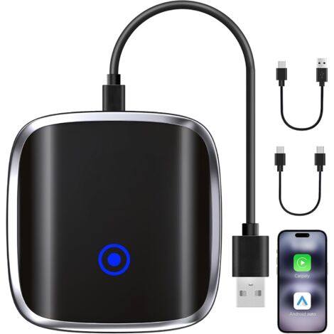 Adaptador inalámbrico 2 en 1 para Carplay y Android Auto. Convierte Android Auto/Carplay con cable a inalámbrico.