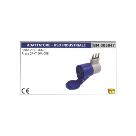 Adaptador industrial enchufe 2 polos+tierra 16A CEE 005947