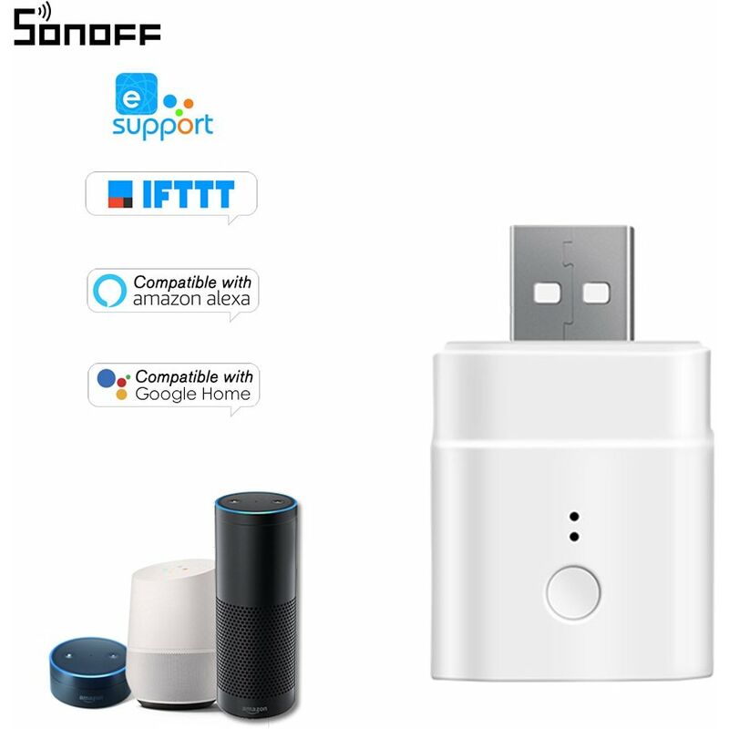 

Adaptador inteligente USB inalambrico Itead Sonoff Micro 5V Flexible y portatil Haga que los dispositivos USB sean inteligentes a traves de la