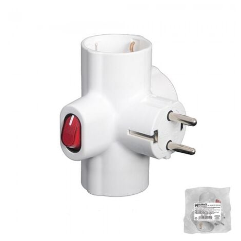 Adaptador / ladron triple schuko 16 a 250v con interruptor