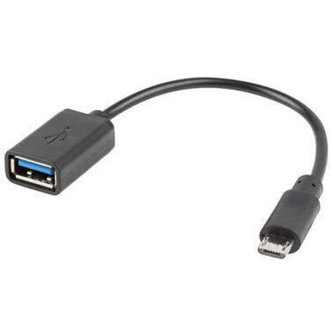ADAPTADOR LANBERG OTG USB MICRO(M) 2.0 A USB-A(H) 15 CM NEGRO