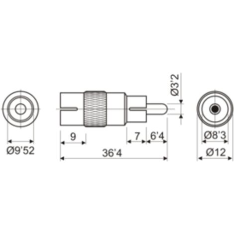 Adaptador macho RCA a TV-PAL hembra. Electro DH 10.553/MF 8430552010653