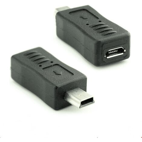 Adaptador micro USB hembra a mini USB macho Negro