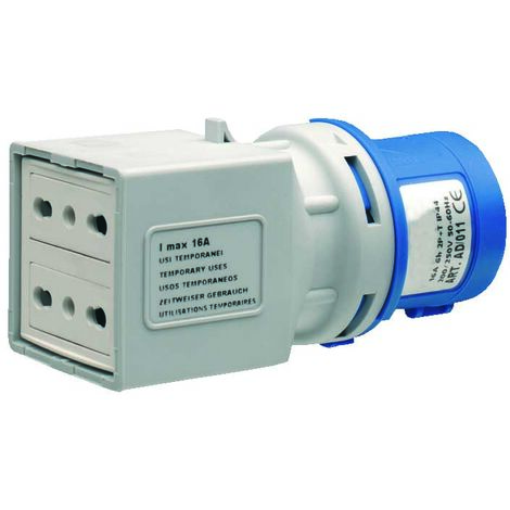 Adaptador para enchufe CEE de 200v con tomas Schuko de dos polos