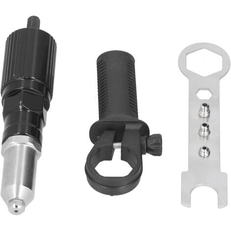 Adaptador para remachadora eléctrica, mango hexagonal negro, adaptador para taladro remachador inalámbrico para puertas