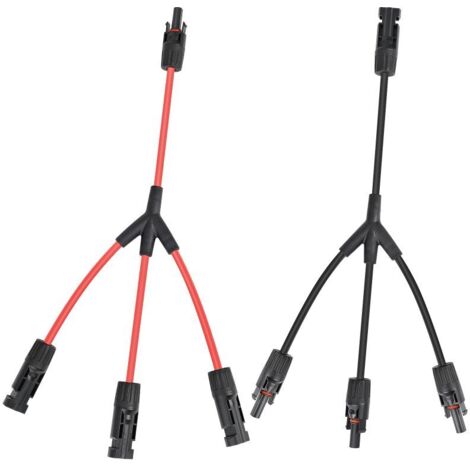 Adaptador paralelo en forma de Y para conectores solares, cable de 30 A, conector macho/hembra de 1 a 3, kit de herramientas para paneles solares (M/FFF y F/MMM, 1 par)
