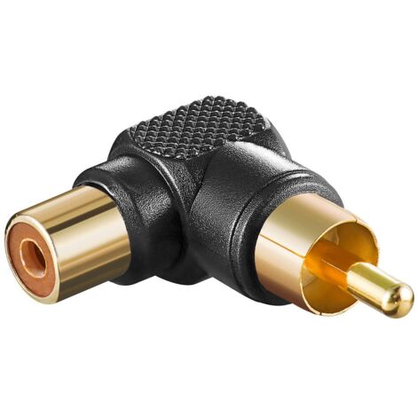 Adaptador RCA 1Macho-1Hembra Acodado Negro