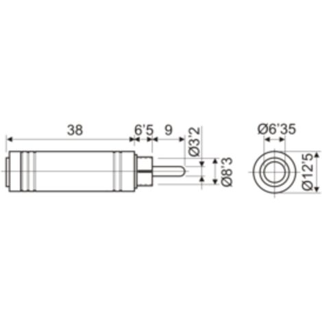 Adaptador RCA a hembra estéreo 6.35 mm Electro Dh 13.640 8430552022786