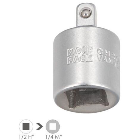 Adaptador Reductor  1/2" Hembra A 1/4" Macho. Acero Cromo Vanadio