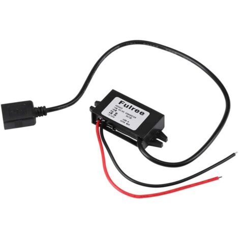 Adaptador reductor de CC a CC de 12 V/24 V a USB de 5 V y 3 A, cable impermeable.