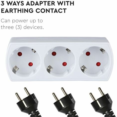 Adaptador Regleta V-TAC 3Tomas Frontales 10A 2P + Schuko + Enchufe Schuko