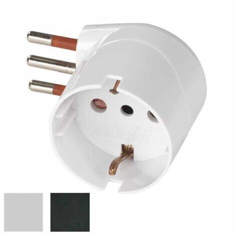 Adaptador Schuko 10A 2P+T Blanco 90° Rosi