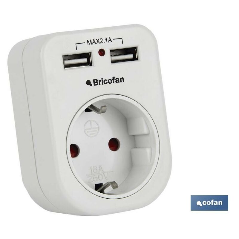 

Adaptador enchufe 1 toma frontalmas2 usb