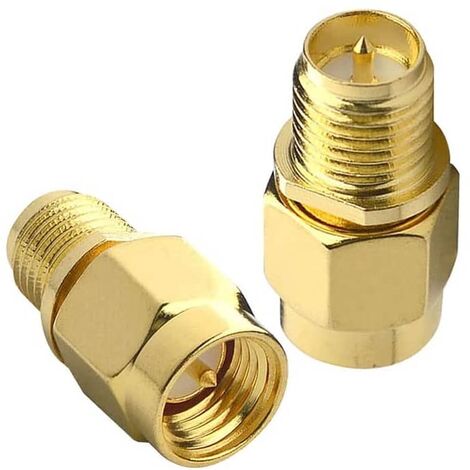 Adaptador SMA hembra de polaridad inversa  Dorado