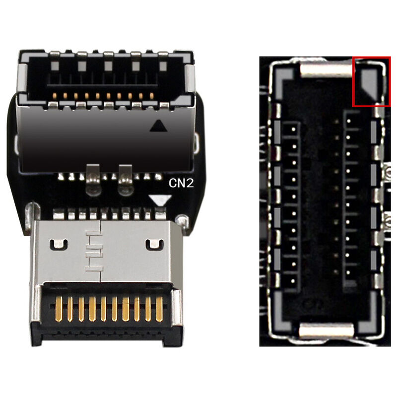 

Adaptador tipo E Adaptador tipo E macho a tipo E hembra Placa base Conector tipo E USB3.1 Transmision de alta velocidad de 10 Gbps (PH74B), Negro,