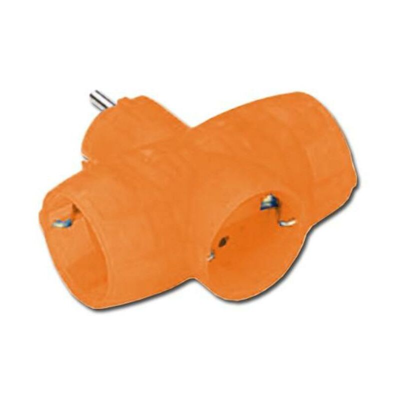 

electricidad adaptador triple schuko transparent naranja 77514 - Mibricotienda