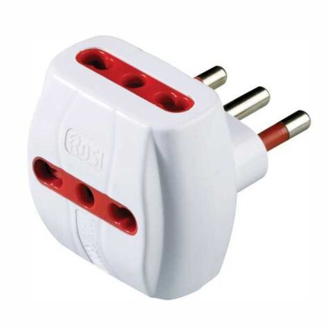 Adaptador triple de seguridad 10A+T blanco rosa