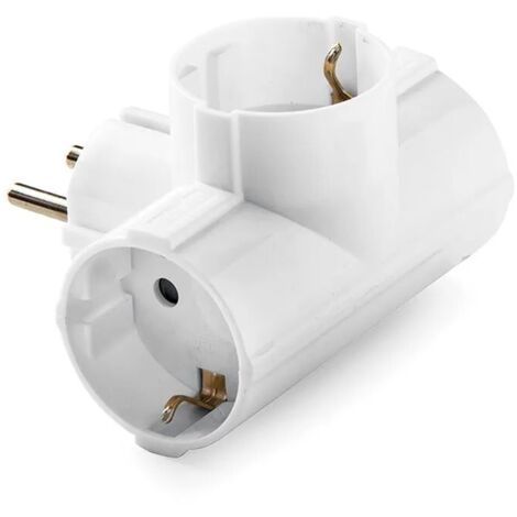 Adaptador triple schuko 2p+t, 16a 250 v, blanco